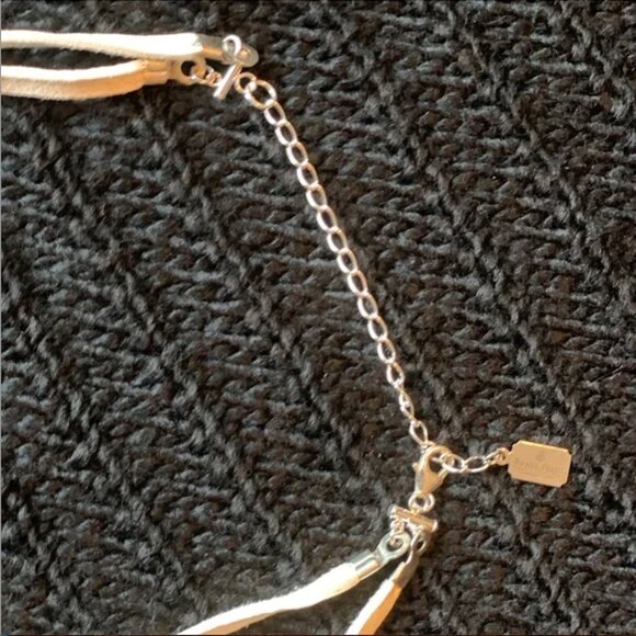 Faceted Moonstone & White Leather Necklace - Picture 3 of 3